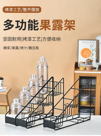 Tiered Iron Syrup and Condiment Organizer for Coffee Shops and Milk Tea Stores