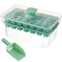 Press-Type Ice Cube Tray with Storage Bin, Food-Grade Silicone Ice Maker for Freezer, Large Capacity