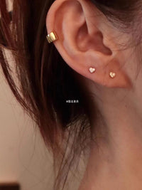 Mini Screw-Back Heart Stud Earrings for Sensitive Ears, Hypoallergenic Cartilage Piercing Jewelry