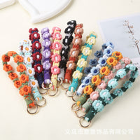 INS Style Daisy Flower Woven Phone Charm Lanyard Keychain Bag Pendant for Women