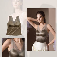 Silk Satin Lace Camisole with V-Neck and Backless Design
