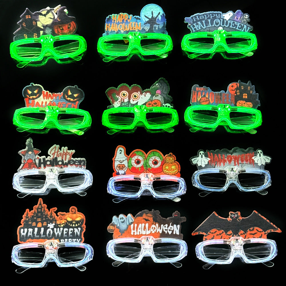 Halloween LED Luminous Glasses - Bat Pumpkin Ghost Party Dance Transparent Eyeglass Frames