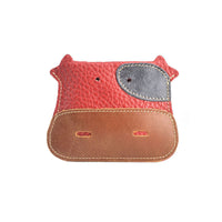 Cute Cartoon Cow Multifunctional Leather Wallet Key Pouch Coin Purse for Men and Women