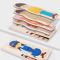Kids' Wooden Multi-Layer Human Body & Growth Puzzle Educational Toy