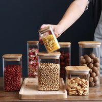 Square High Borosilicate Glass Storage Jar with Airtight Lid for Kitchen Pantry Organization