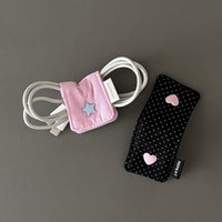 Cute Fabric Cable Organizer Clips for Earphones and Charging Cords