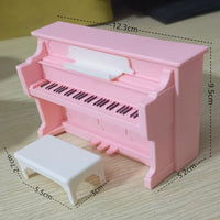 Miniature Dollhouse Piano and Chair Set for Girls, Desktop Ornament and Photography Prop