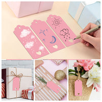 50-Pack Pink Gift Tags with 10m Jute Twine for DIY Craft & Packaging Decoration
