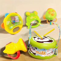 Baby Double-Sided Hand Drum Musical Instrument Toy with Rattles for Infants 0-12 Months