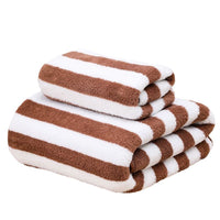 Coral Fleece Striped Towel Set - Thick, Quick-Dry, Super Absorbent Bath Towels