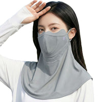 Ice Silk Sun Protection Face Mask with Neck and Shoulder Cover for Summer Outdoor Cycling, UV Protection, Breathable Mesh