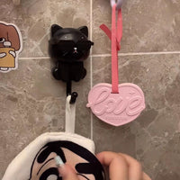 Cute Cartoon Cat Key Hook Multi-functional Snap-on Entryway Organizer for Glasses and Coats