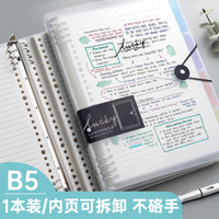 Refillable Loose-Leaf Notebook with Transparent Binder for Students and Office, A5/B5 Lined Pages