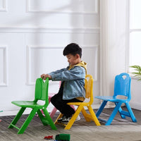Foldable Kids' Plastic Chair with Backrest, 25cm Height, Portable for Kindergarten & Home Use