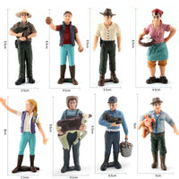 Farm Ranch Figure Model Set - Shepherd, Farmer, Veterinarian, Patrolman Figurines for Sand Table Decor