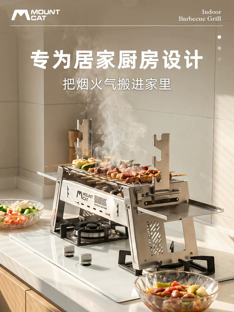 Shanmaru Indoor/Outdoor Stainless Steel Foldable Charcoal BBQ Grill