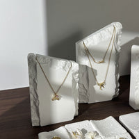 Plaster Travertine Vertical Necklace Display Stand Jewelry Organizer for Desktop & Storefront