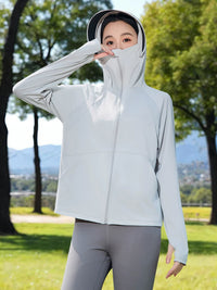 Women's Ice Silk Sun Protection Jacket UV-Resistant Breathable Loose Fit Cardigan for Cycling