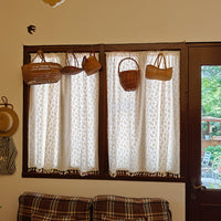 Japanese Style Cotton Daisy Tassel Valance Kitchen Rod Pocket Half Curtain