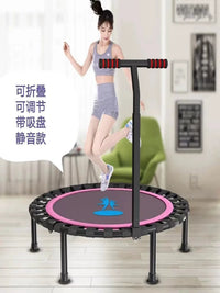 Foldable Trampoline with Handrail for Adults & Kids, Silent Rebounder for Home Fitness