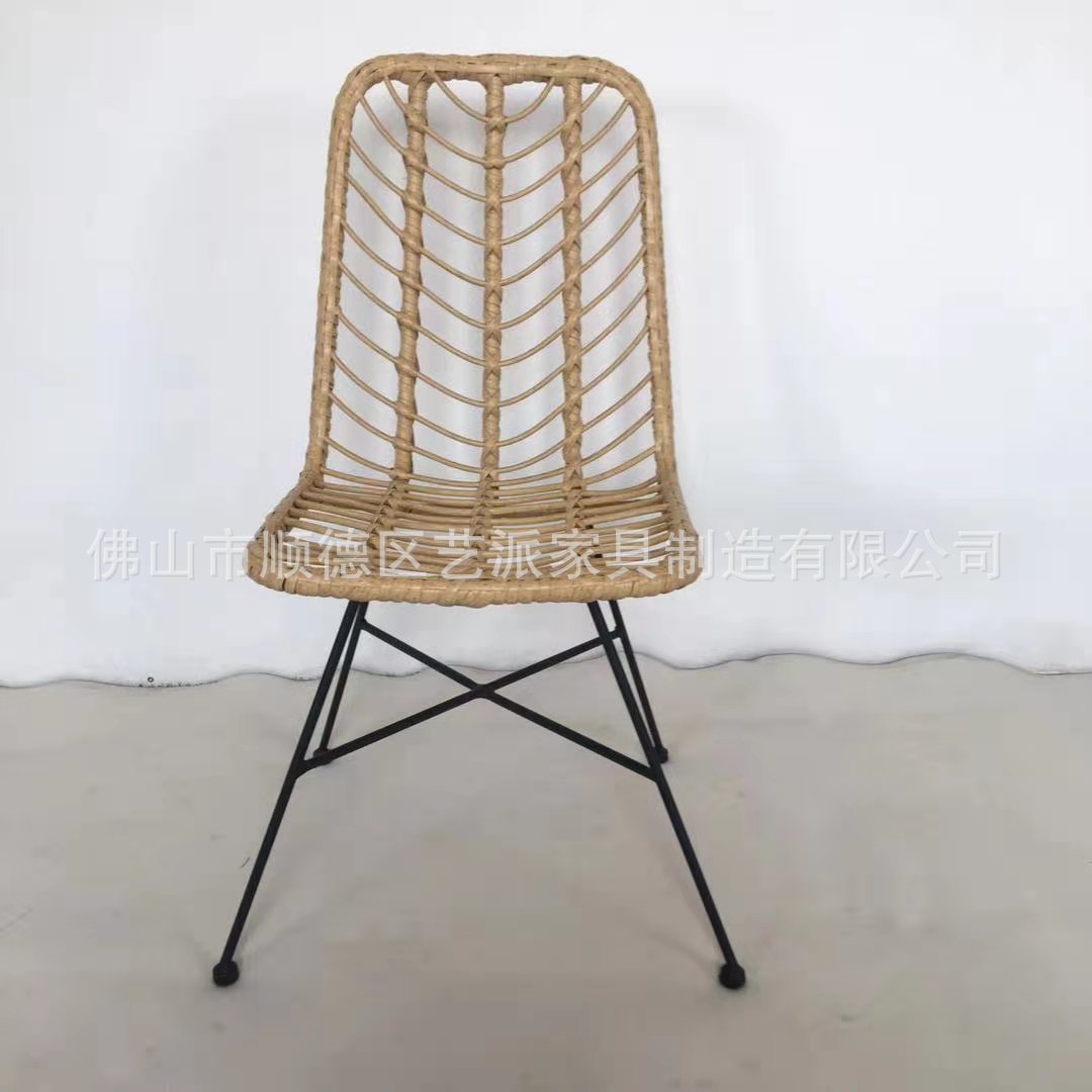 Modern Woven Rattan Dining Chair for Outdoor Patio and Balcony