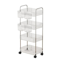 Multi-Layer Acrylic Rolling Storage Cart with Wheels for Kitchen, Bathroom, and Salon