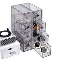 Clear Acrylic Stackable Drawer Sunglasses Organizer Box Multi-Grid Large Capacity Eyewear Storage