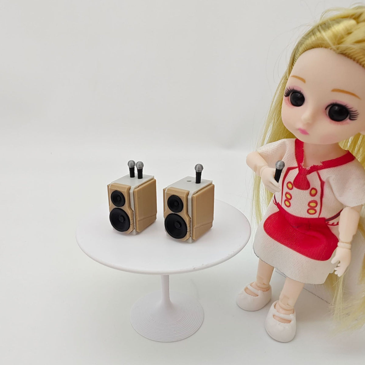 1:12 Dollhouse Miniature Speaker with Microphones Set, Simulation Audio System Model for Pretend Play