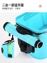 Portable Thickened Live Fish Bucket with Aerator, Multi-functional Folding Fishing Bucket for Fish Protection and Storage