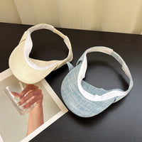 Korean Style Twist Knot Linen Empty Top Sun Visor for Women, Casual Outdoor UV Protection Hat