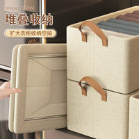 Foldable Fabric Storage Bins with Lid and Steel Frame for Clothes Organization