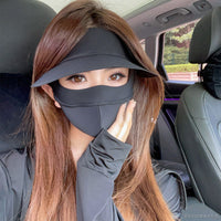 Summer Ice Silk Sun Protection Face Mask for Women, Outdoor Cycling Full Face Sunshade with Ear Loops, Breathable Balaclava