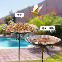 Vintage American Style Cast Iron Bird Feeder & Water Bath for Garden Decoration