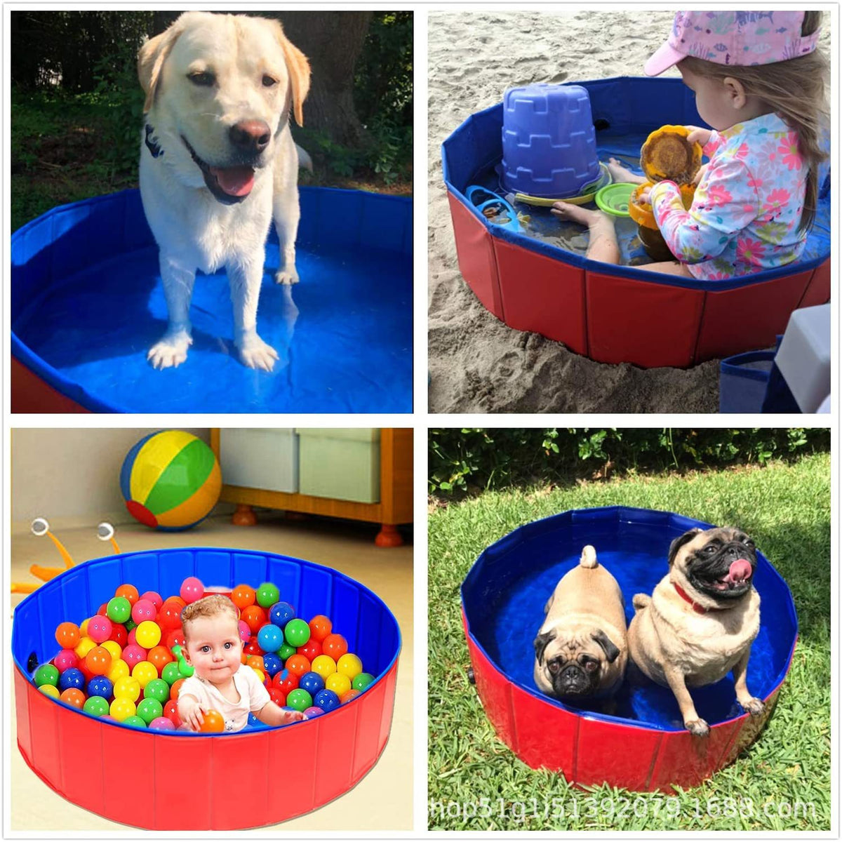 Foldable PVC Pet Swimming Pool for Dogs and Cats, Portable Bathing Tub