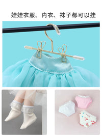 Mini Metal Doll Clothes Hangers with Clips for BJD, Barbie, and Cotton Dolls