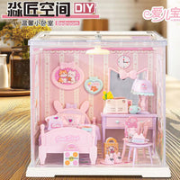 DIY Miniature Dollhouse Kit with LED Lights, Educational Building Blocks Toy for Girls