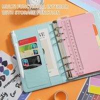 A6 Ripple Pattern Loose-Leaf Notebook with Zipper Pockets for Budgeting and Storage