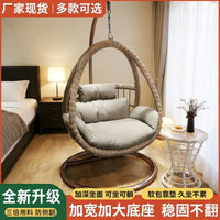 Indoor Outdoor Wicker Rattan Swing Chair with Stand and Cushion, Double/Single Seater Hanging Basket Chair for Patio Balcony Garden