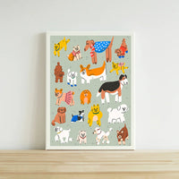 Cute Dog Illustration Art Print for Kids' Room Decor