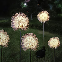 Solar Powered Dandelion Sphere Garden Stake Lights, Aluminum Wire Reed Lamp for Outdoor Villa Courtyard Lawn Decor