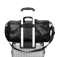 PU Leather Travel Duffel Bag with Shoe Compartment and Wet Pocket for Gym Sports Business Trip