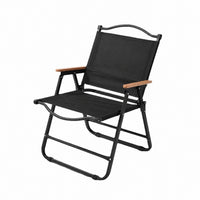 Outdoor Folding Wooden Kermit Chair with Roll-Up Table for Camping Picnic Fishing