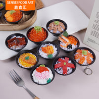 Realistic Japanese Sushi Donburi Food Model Keychain Ornament