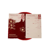 Velvet Wedding Invitation Cards with Floral Design, Elegant Chinese Style Banquet Invites