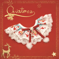 Pet Christmas Bandana Collar with Lace Bow for Cats and Small Dogs