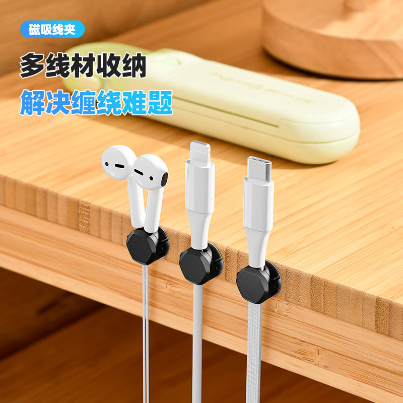 Magnetic Cable Organizer with Flip Cover for Desk Cable Management
