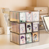 Clear Trading Card Storage Box with Dividers, Large Capacity Dustproof Plastic Game Card Organizer for Kids