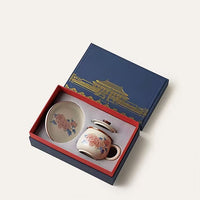 High-Grade Ru Kiln Hibiscus Ceramic Tea Mug with Lid and Infuser for Office