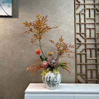 Artificial Nandina Flower Arrangement with Vase for Living Room Decor