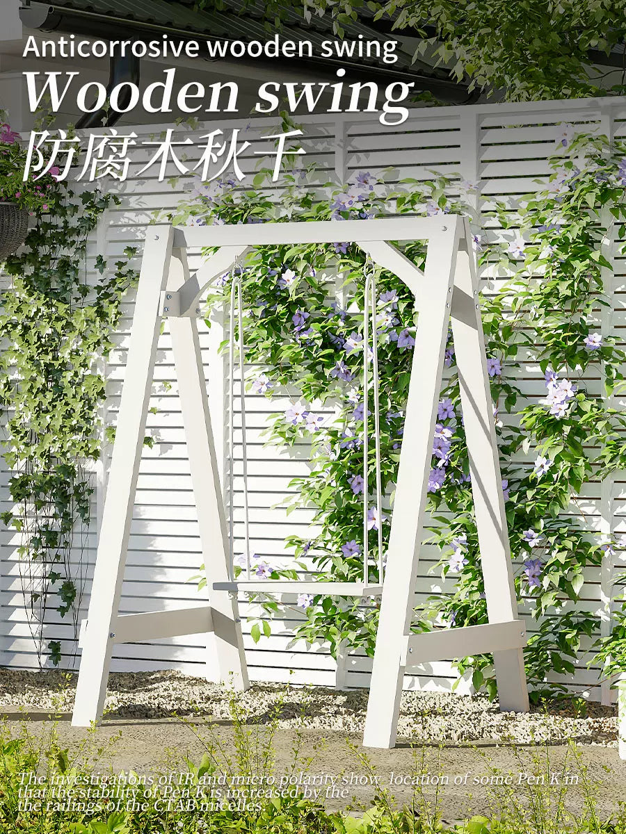 Outdoor Solid Wood Swing Chair for Patio Garden Balcony - Single/Multi-Person Anti-Corrosion Wooden Hanging Seat